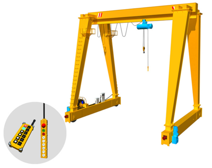 overhead crane with button